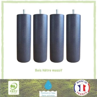 Jeu de pieds cylindriques Ø 6,2 cm H 24,5 cm Gris anthracite - Lot de