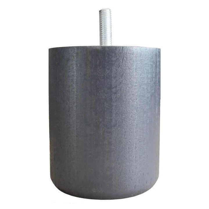 Jeu de pieds cylindriques Ø 7 cm H 8,5 cm Gris anthracite - Lot de 4