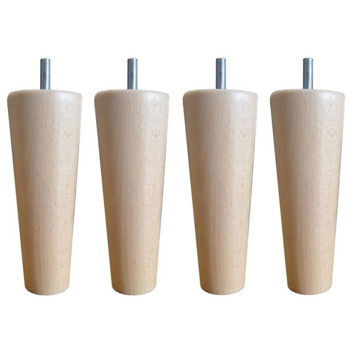 Jeu de pieds fuseau ronds droit en bois Ø 5,4 cm - H 14,5 cm - Lot de