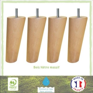 Jeu de pieds fuseau ronds incliné en bois Ø 5,4 cm - H 13,5 cm - Lot