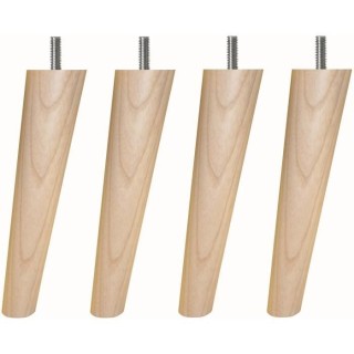 Jeu de pieds fuseau ronds incliné en bois Ø 5 cm - H 19,5 - Lot de 4