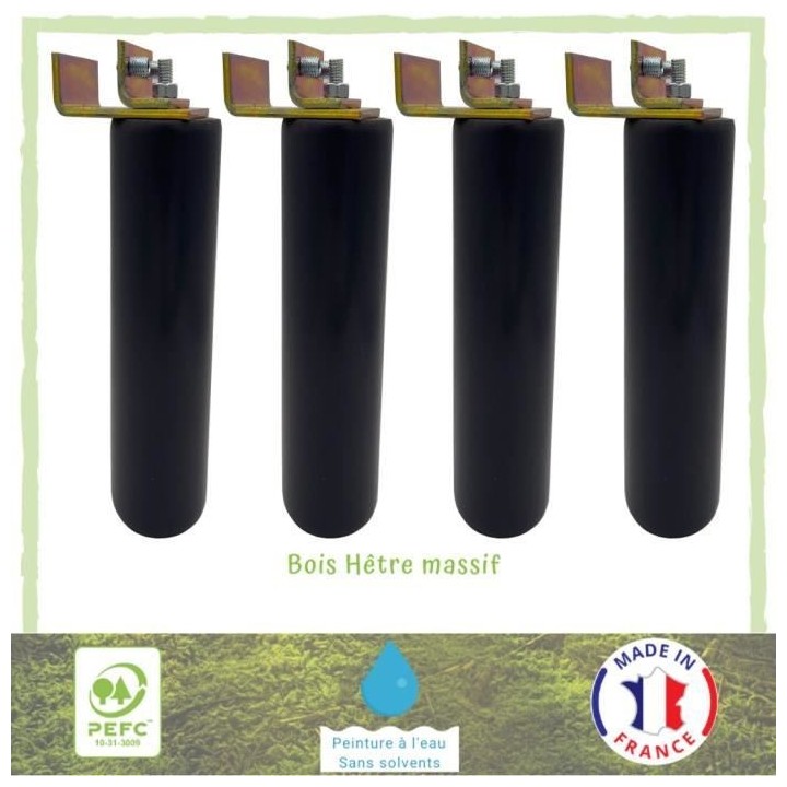Lot de 4 pieds de lit cylindriques couleur gris-anthracite - Kit unive