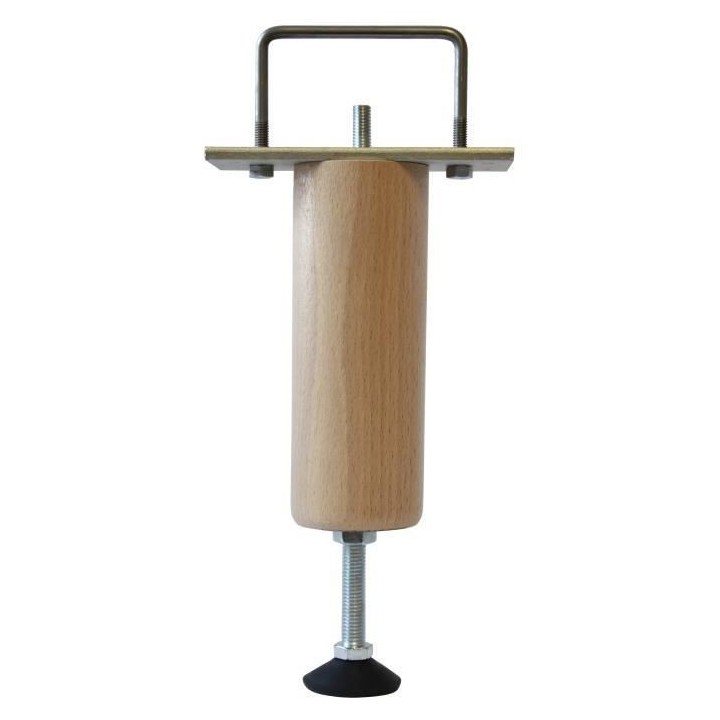 Pied de lit renfort réglable en bois hetre massif verni incolore - H