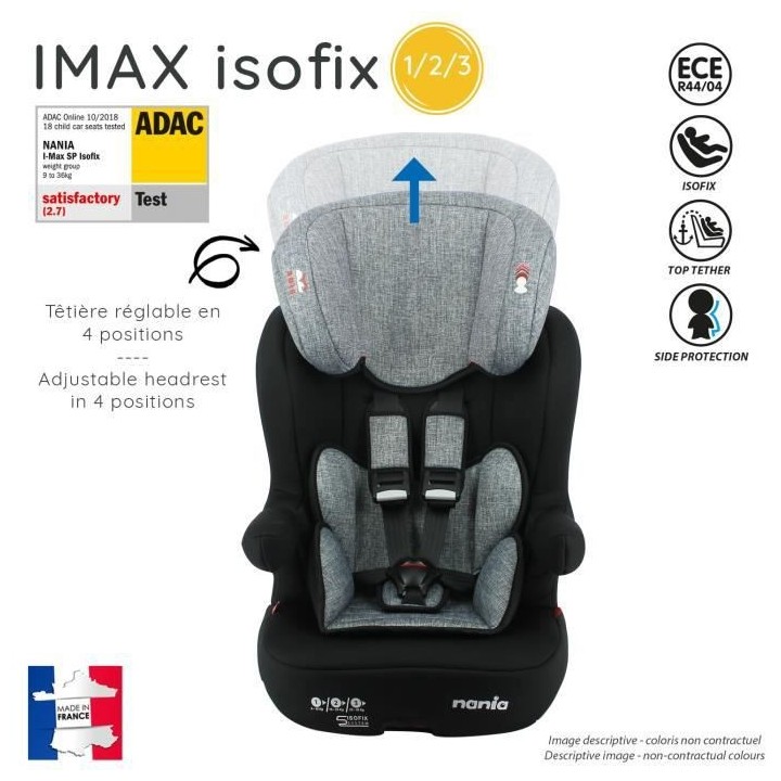 Nania Siege auto isofix IMAX groupe 1/2/3 (9-36kg) protection latéral