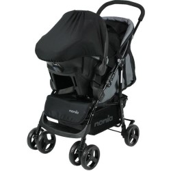 NANIA Poussette combinée Texas - Siege auto BEONE groupe 0+ - 0-36 mois - Jusqu'a 15kg - Dossier réglable - Gris