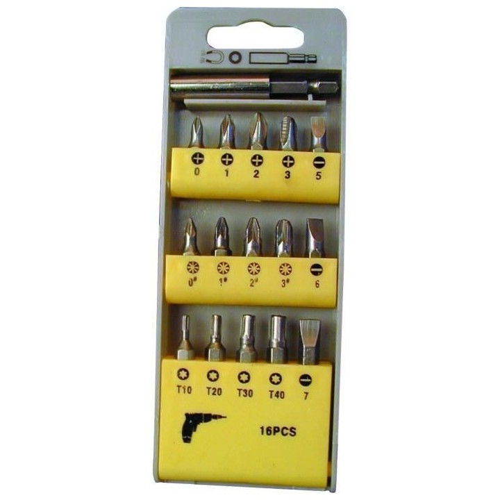 TEC HIT Jeu de 16 embouts de vissage