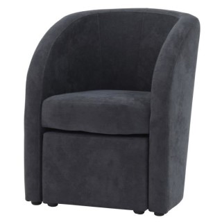 TED Fauteuil + pouf SORO - Tissu Anthracite - L 59 x P 63 x H 77 cm
