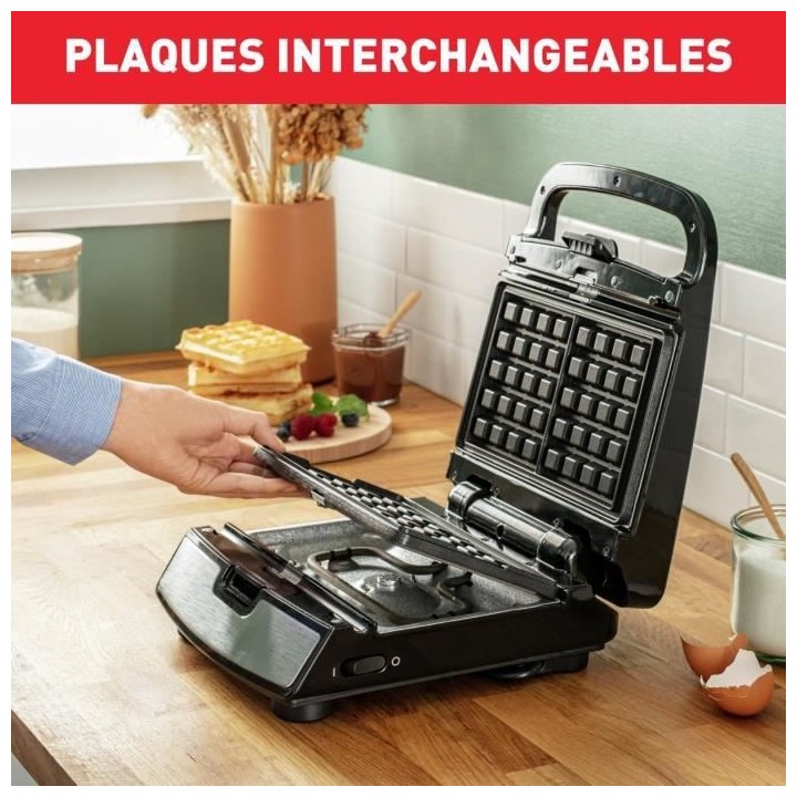 TEFAL SW853D12 Snack Collection Croque gaufres, Plaques antiadhésives
