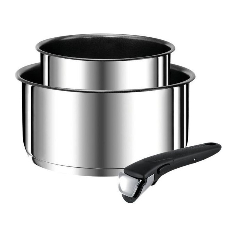 TEFAL L9408702 Set de 2 casseroles Ingenio Preference + poignées amovible - Inox induction