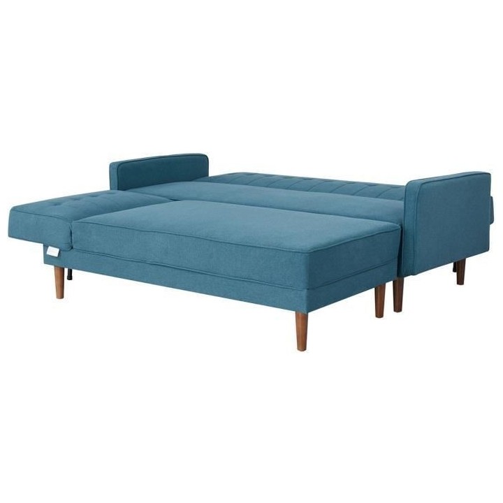 Canapé d'angle réversible - 3 places - Tissu bleu - L 286 x P 169 x