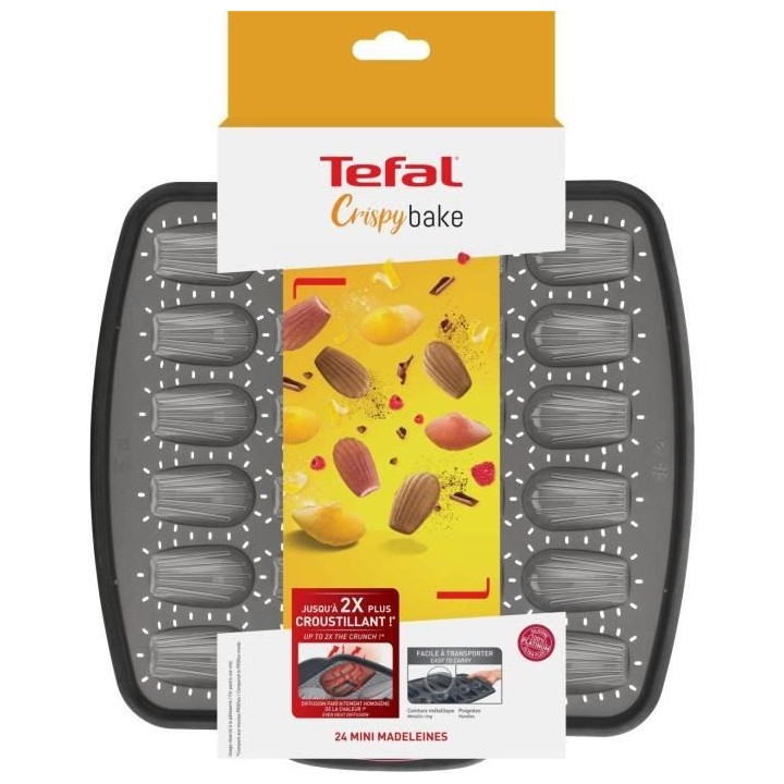 TEFAL Moule 24 minis madeleines Crispybake - Silicone - 30x29 cm