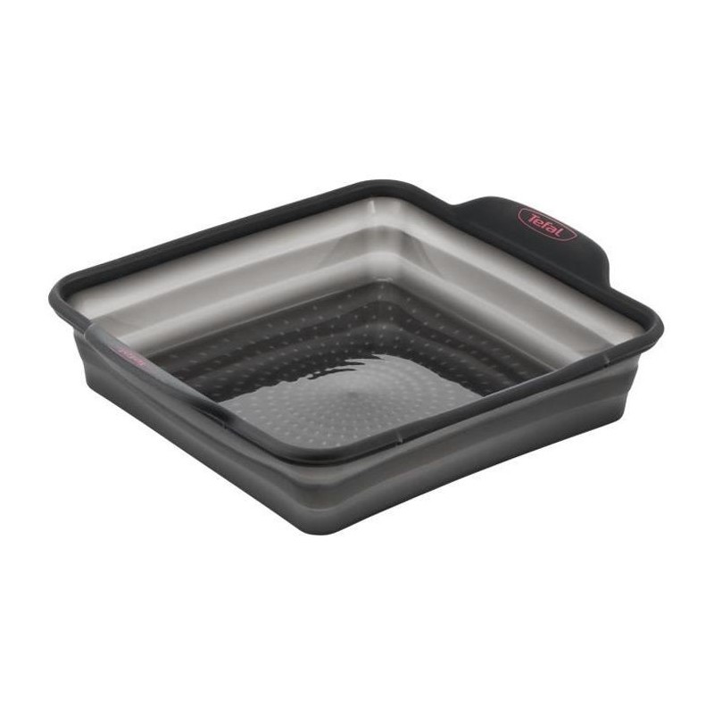 TEFAL J4170314 CRISPYBAKE Moule a cake carré 23x23 cm - 100 % Silicone rétractable - Haute qualité - Résistance - Gris Java