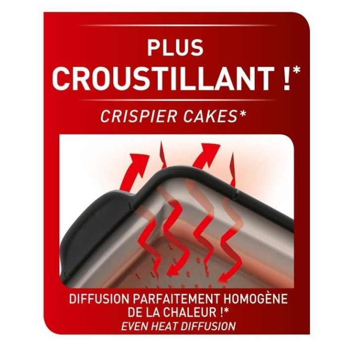 TEFAL J4170314 CRISPYBAKE Moule a cake carré 23x23 cm - 100 % Silicon