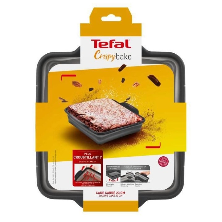 TEFAL J4170314 CRISPYBAKE Moule a cake carré 23x23 cm - 100 % Silicon