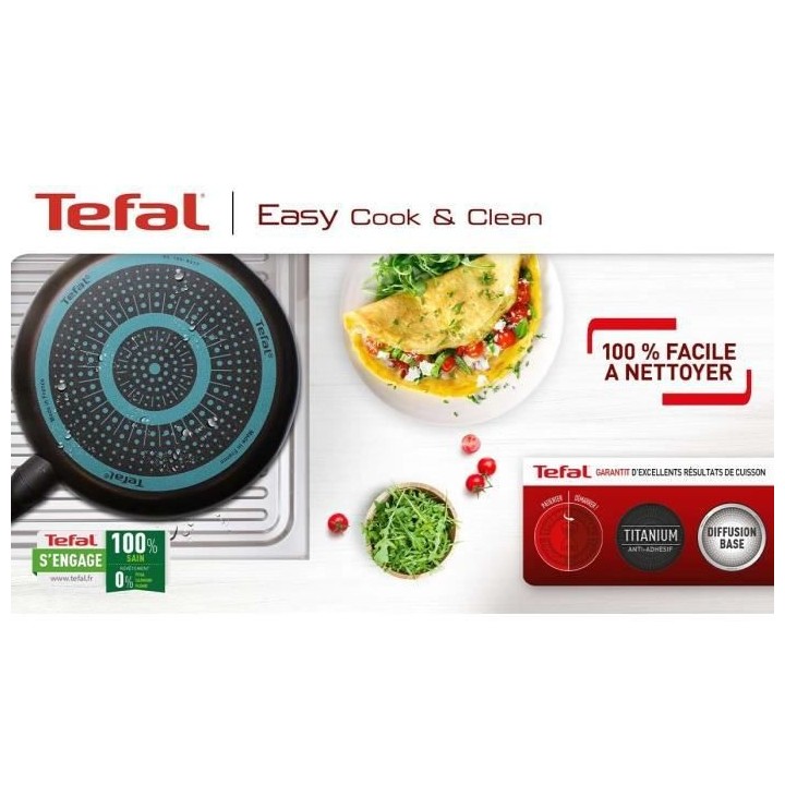 TEFAL B5541102 Easy Cook & Clean Poele a crepe 28 cm, Tous feux sauf i