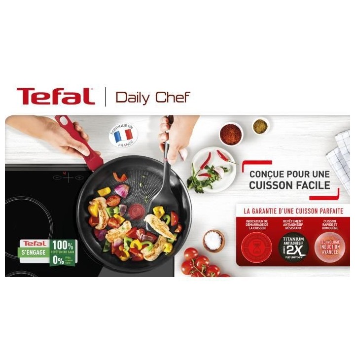 TEFAL G2730602 DAILY CHEF Poele 28cm, Induction, Résistante, Antiadh