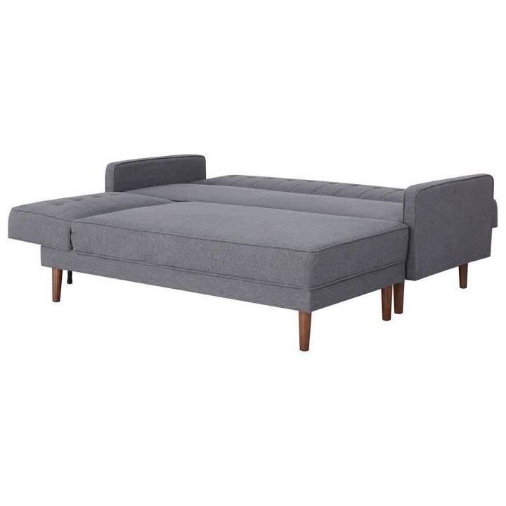 Canapé d'angle 3 places réversible - Tissu gris foncé - Pieds en bo