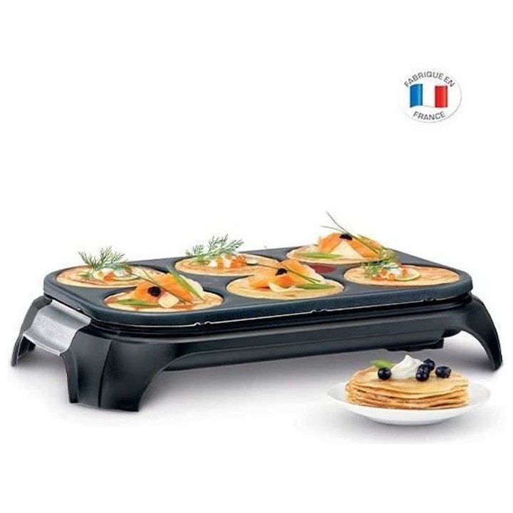 TEFAL PY558813 Crep'Party, Appareil a crepes 6 empreintes, Antiadhési