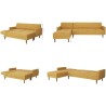 Canapé d'angle 3 places réversible - Tissu jaune moutarde - Pieds en bois - L 286 x P 169 x H 80 cm - IMANIA