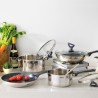 TEFAL G713SB45 Daily Cook Set 11 pieces INOX : Casserole 16 cm + Faitouts 20 et 24 cm avec couvercles + Poele 28 cm + 5 ustensil