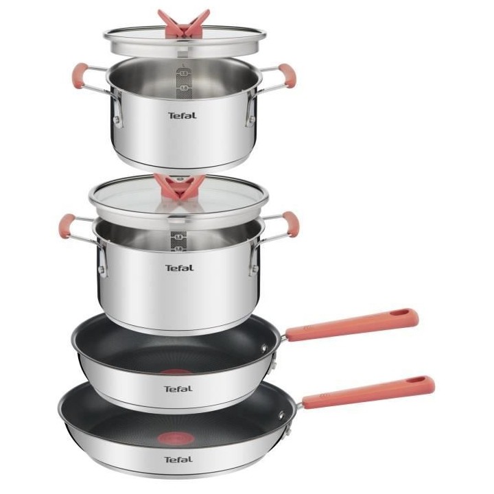 TEFAL G720S604 Opti'Space Batterie de cuisine 6 p, Faitouts + poeles,