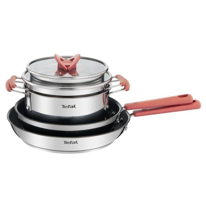 TEFAL G720S604 Opti'Space Batterie de cuisine 6 p, Faitouts + poeles,