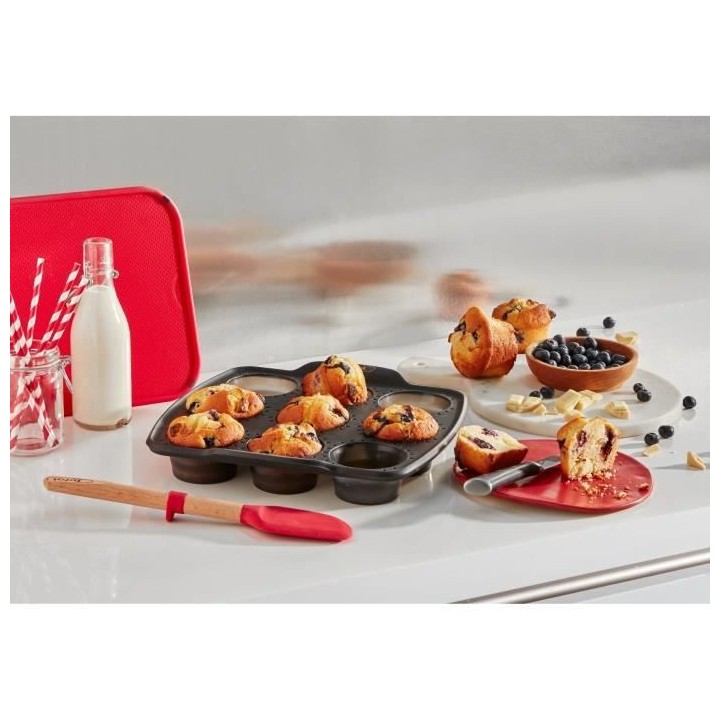 TEFAL J4174714 CRISPYBAKE Moule 9 muffins silicone rétractable 30X29