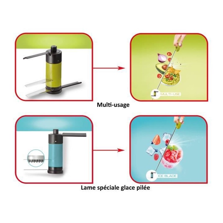 TEFAL K1321224 Kit hachoir 5 secondes 900 ml + lame glace pilée, Hach