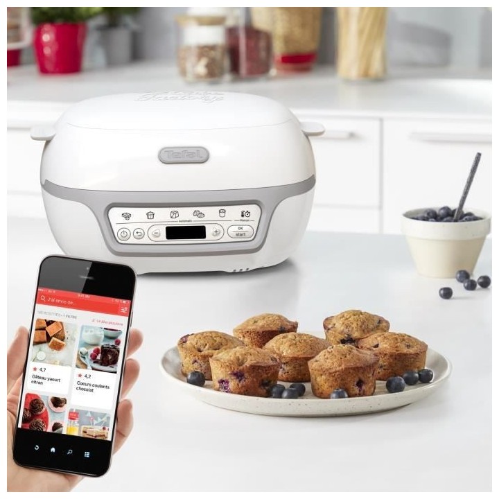 TEFAL KD812110 Cake Factory Délices Silver Appareil a gâteau, 5 prog