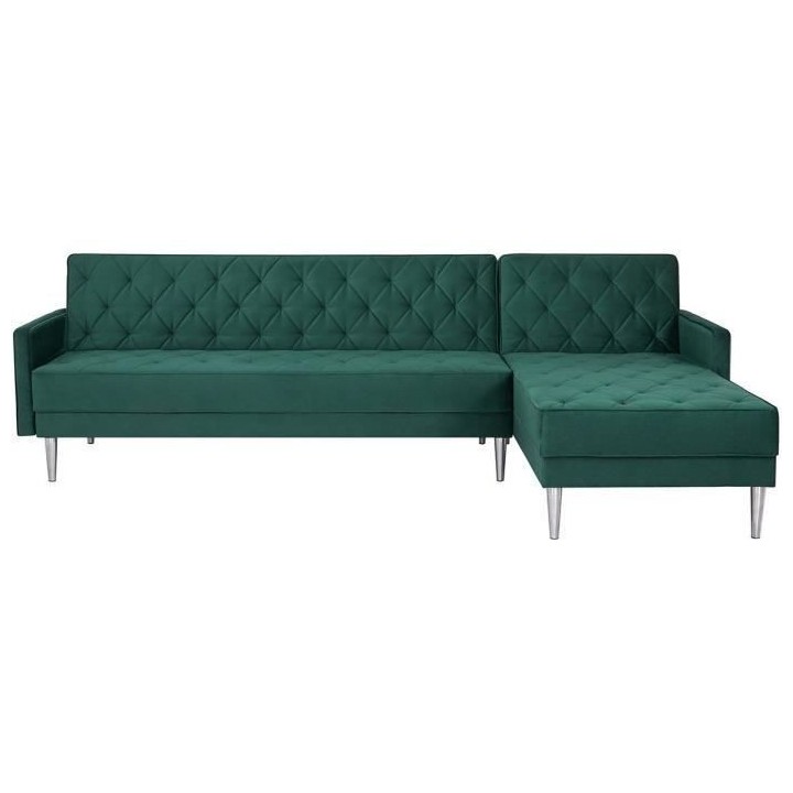 Canapé d'angle réversible 3 places ISTANA -Velours Vert- - - L 286 x