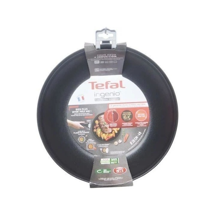 TEFAL L3971902 Ingenio Eco Resist Poele wok 28 cm poignée non incluse