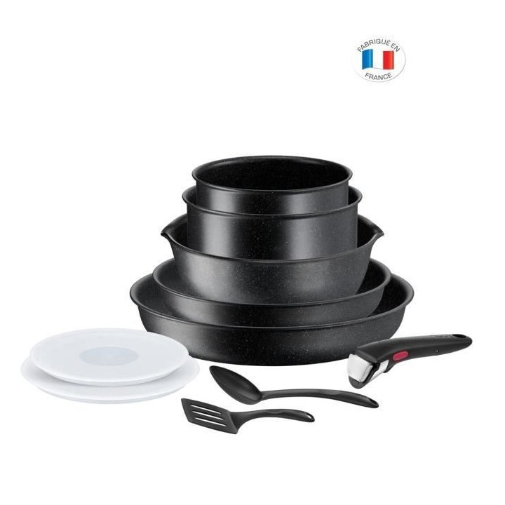 TEFAL INGENIO L3999402 Black Stone Set de 10 pieces, Antiadhésif, Ind