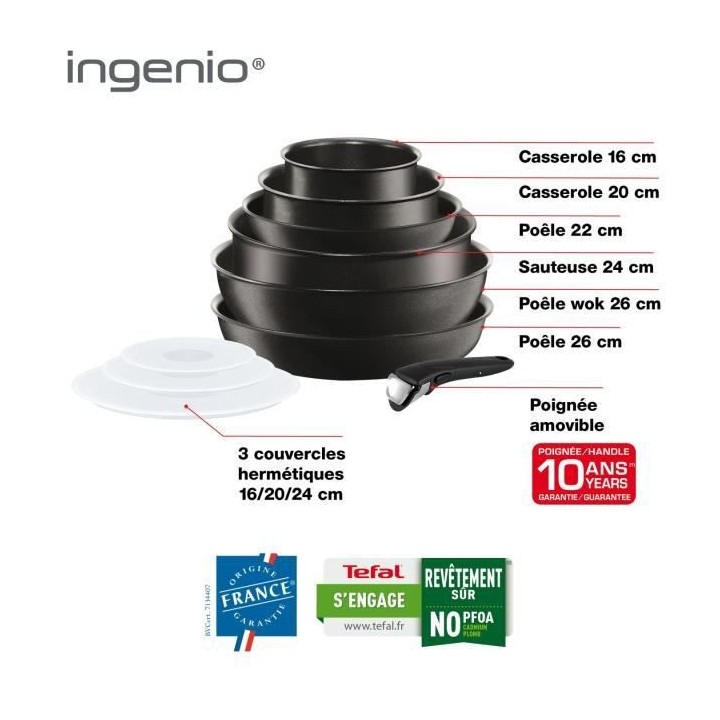 TEFAL L6549302 Ingenio Performance Batterie de cuisine 10 p, Induction
