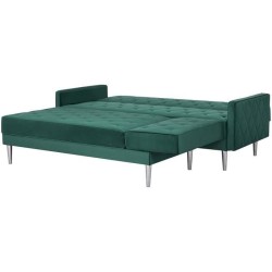 Canapé d'angle réversible 3 places ISTANA -Velours Vert- - - L 286 x P 169 x H 80 cm