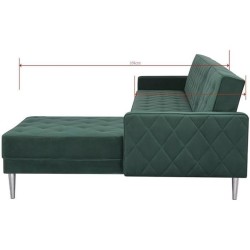 Canapé d'angle réversible 3 places ISTANA -Velours Vert- - - L 286 x P 169 x H 80 cm