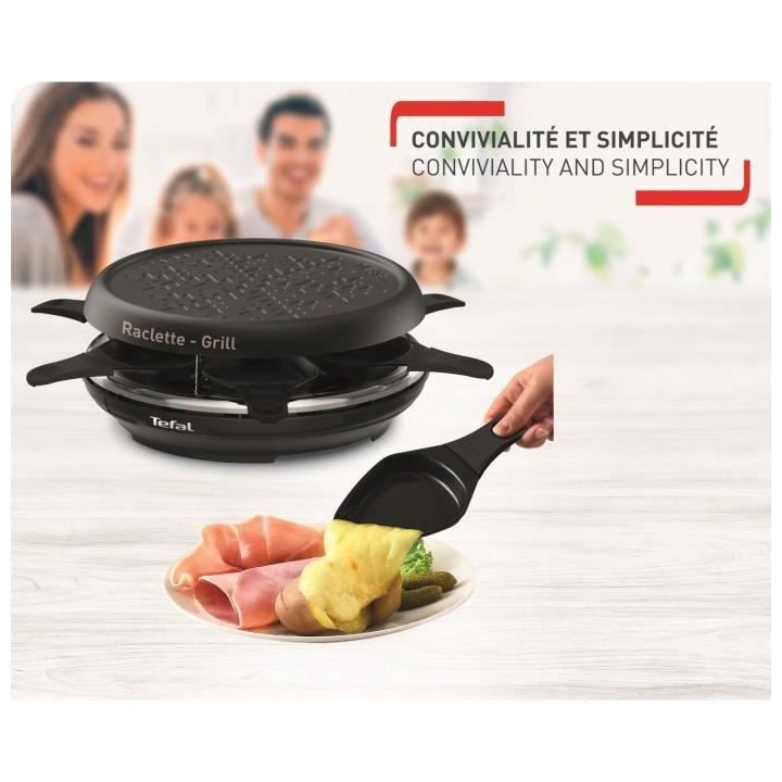 TEFAL RE12A810 Neo Deco Raclette 2en1, Appareil a raclette + grill 6 p