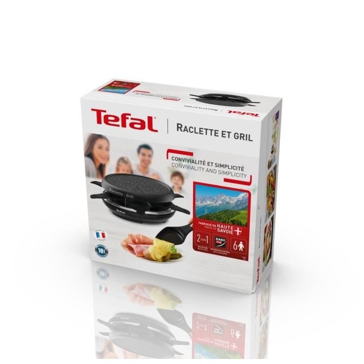 TEFAL RE12A810 Neo Deco Raclette 2en1, Appareil a raclette + grill 6 p