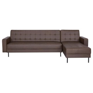 Canapé d'angle 3 places réversible - Pieds en acier - Simili Marron