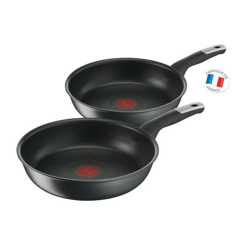 TEFAL YY4389FA Lot 2 poeles 24/28 cm UNLIMITED - Antiadhésive - Tous feux font induction - Résistante aux rayures - Thermo-Sig