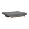 TEIJO Banquette convertible 3 places + coffre de rangement - Pieds bois clair - Tissu Gris Clair - L187 x P 91 x H 82 cm