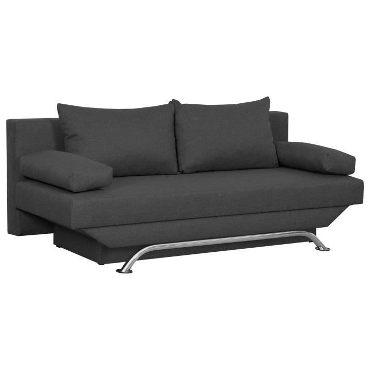 Banquette convertible 3 places avec coffre de rangement - Tissu Gris A