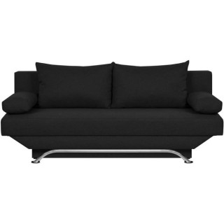 Banquette convertible 3 places avec coffre de rangement - Tissu Noir -