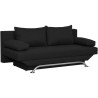 Banquette convertible 3 places avec coffre de rangement - Tissu Noir - L187 x P 91 x H 82 cm - TEIJO