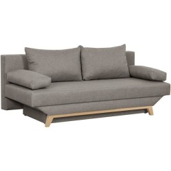 TEIJO Banquette convertible 3 places avec coffre de rangement - Tissu Taupe - L187 x P 91 x H 82 cm