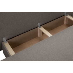 TEIJO Banquette convertible 3 places avec coffre de rangement - Tissu Taupe - L187 x P 91 x H 82 cm