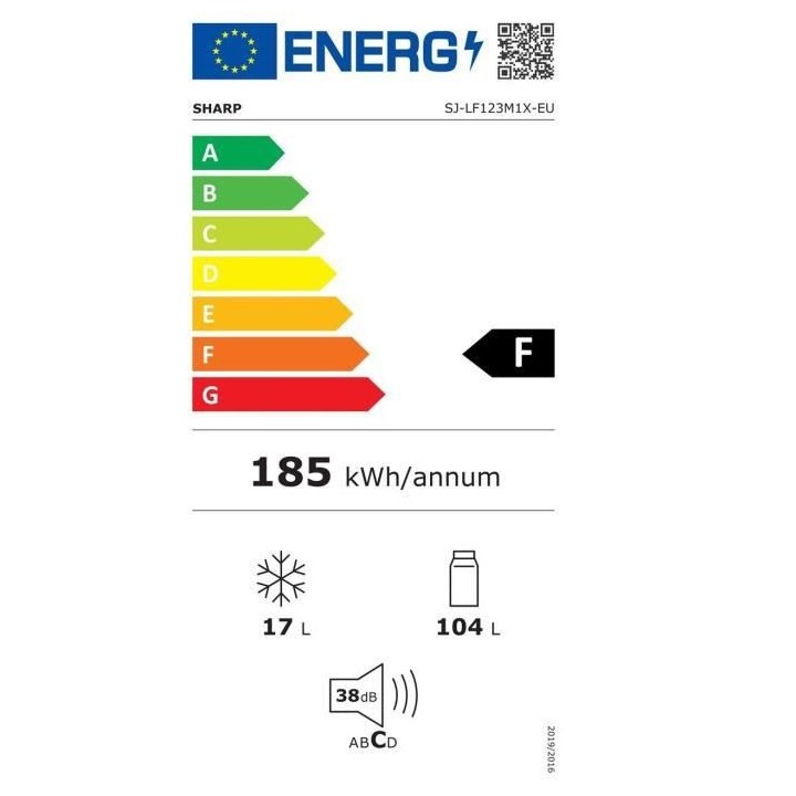 SHARP SJ-LF123M1X - Réfrigérateur Table Top - Encastrable - 121L (10