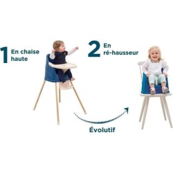 Thermobaby Chaise haute évolutive YOUPLA Bleu océan - Fabriquée en France