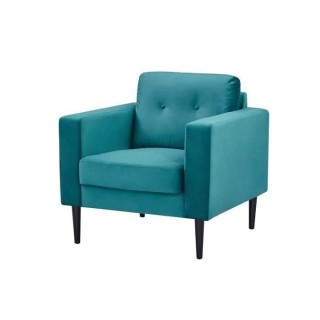 Fauteuil LEON -Tissu velours - Emeraude - L 80 x P 82 x 84 cm