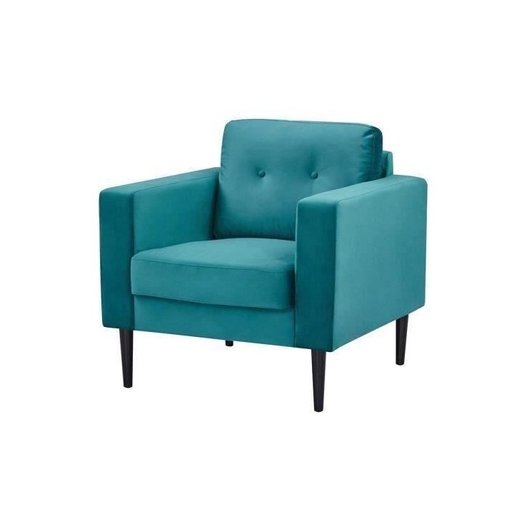 Fauteuil LEON -Tissu velours - Emeraude - L 80 x P 82 x 84 cm