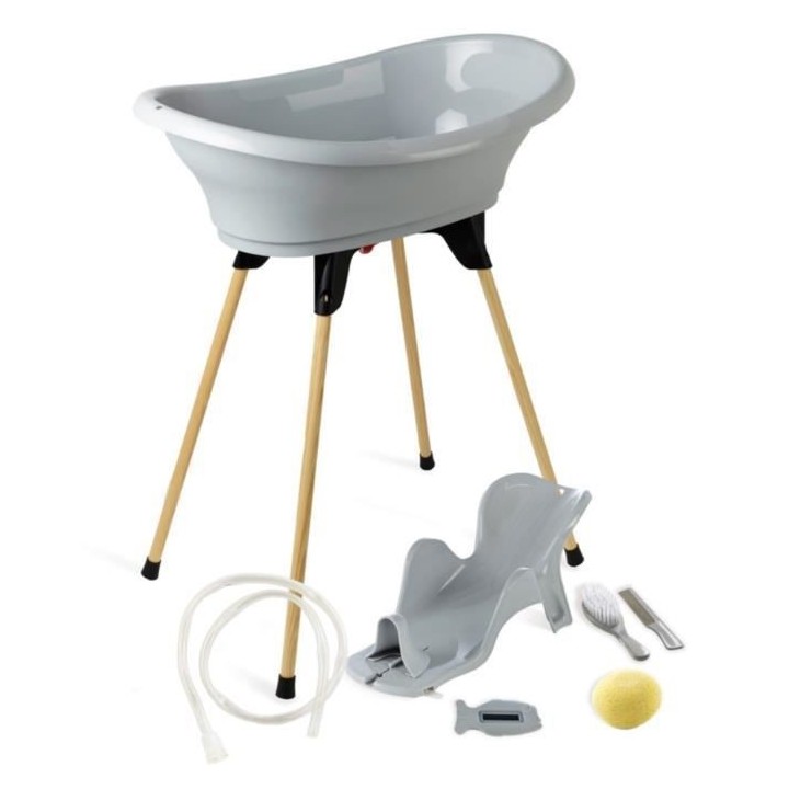 THERMOBABY Pack baignoire VASCO 7 En 1 Gris Charme - Fabriqué en Fran